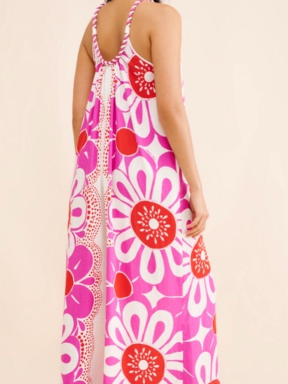 FARM Rio Pink White Red Floral Maxi Jumpsuit